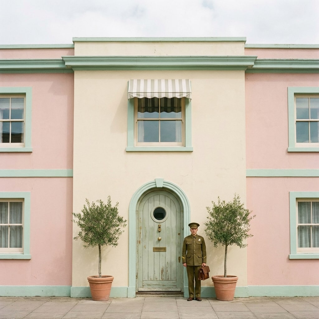 Reference image showing the Wes Anderson look that this page translates onto Fujifilm